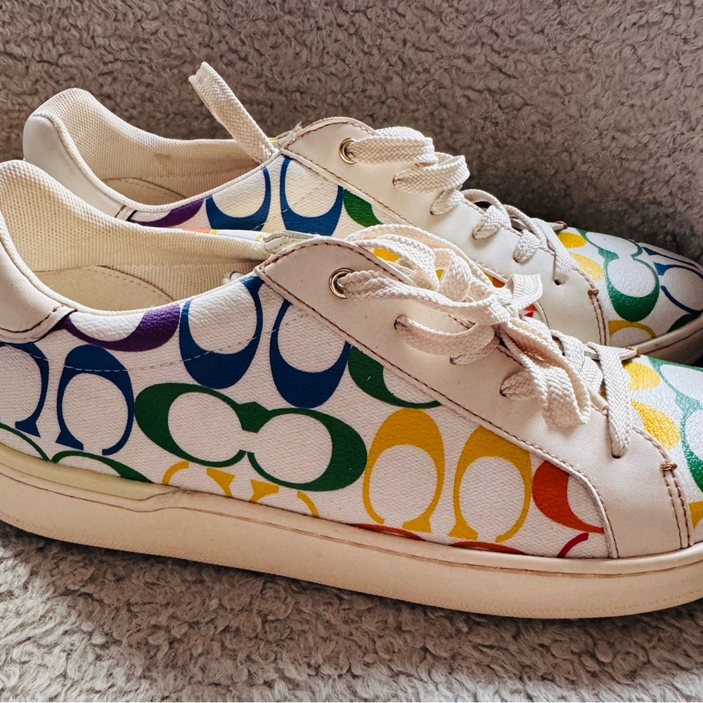 Coach White and Multicolor Patterned Sneakers - image 4